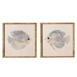 DKD Home Decor Cuadro Mediterraneo Azul Blanco Cristal Ratan 2.5 x 70 x 50 cm (2 Unidades) Precio: 102.50000024. SKU: B1DKNZWA57