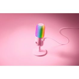 Razer Seiren V3 Chroma Micrófono para PC, USB, Rosa, con Retroiluminación LED, Sensibilidad -34 dB, 20-20000 Hz, 24 bits, 96 kHz