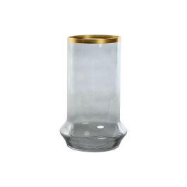 DKD Home Decor Portavela de Diseño Moderno en Cristal Transparente y Dorado, Medidas 17x17x28 cm
