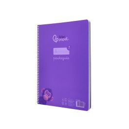 Cuaderno Espiral Liderpapel Din A4 Pautaguia Tapa Plastico80H 90 gr Cuadro Pautado 4 mm Con Margen Color Lila 5 unidades