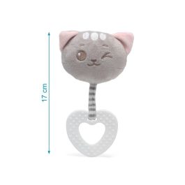 KioKids Mordedor Peluche Gatito Rosa con Silicona para Bebés +3 Meses - Alivia Dentición y Masajea Encías Colección Dolci Amici