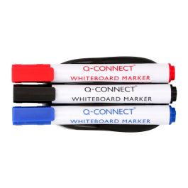 Borrador Q-Connect Magnetico Para Pizarra Blanca Con 3 Rotuladores Azul Negro Y Rojo