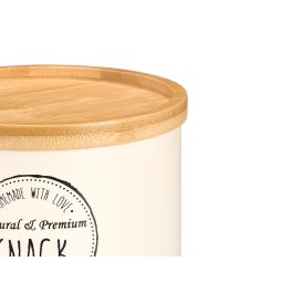 Kinvara Tarro Apilable de Almacenamiento con Tapa de Bambú, Color Crema, Surtidos, 12.7 x 10 x 12.7 cm (Set de 12)