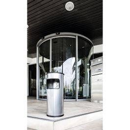 Durable 333023 Papelera de Metal Redonda con Cenicero Integrado, Plata, 17 L, 26 cm Diámetro, 620 mm Altura