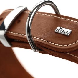 Hunter Collar Aalborg Special 24-30 cm Coñac para perro, de cuero, ancho 2cm con costuras en contraste