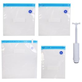 Cook Concept Juego de 4 Bolsas de Vacío con Bomba para Conservar Alimentos Frescos por Más Tiempo Reutilizables Ideales para Congelar