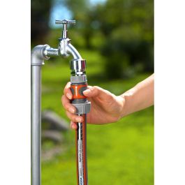 Gardena Conector rápido manguera 3/4", polipropileno, anti UV, anti hielo, gris/naranja