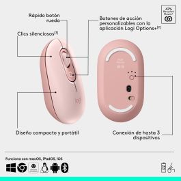 Logitech Ratón Inalámbrico Pop Mouse Rosa, Tecnología Bluetooth, 1000-4000 DPI, Personalizable Logitech Ratón Inalámbrico Pop Mouse Rosa, Tecnología Bluetooth, 1000-4000 DPI, Personalizable