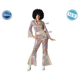 Disfraz Disco Mujer Adulto Años 70 Multicolor con Cinturón y Mono Talla M-L
