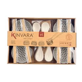 Set 12 Piezas Sushi Blanco Kinvara - Cerámica y Bambú - 37.5x25.5x7 cm (6 Unidades) Set 12 Piezas Sushi Blanco Kinvara - Cerámica y Bambú - 37.5x25.5x7 cm (6 Unidades)