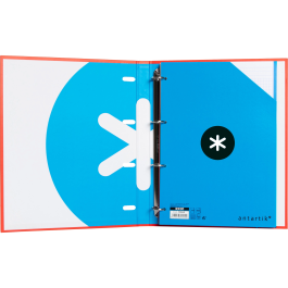 Antartik Carpeta con recambio A4 cuadro 5mm, 4 anillas 25mm redondas, forrada, cierre gomilla, color rojo