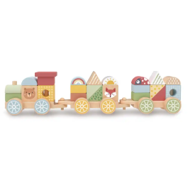 Imaginovo Juego Infantil Madera Tren Figuras Apilables con Ruedas +18 Meses 38x9,5x7,5cm