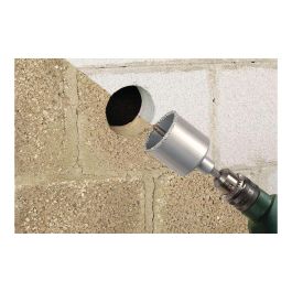 Wolfcraft Corona de Perforación Recubierta de Carburo de Tungsteno Ø33 x 55 mm con Adaptador y Broca Centradora para Ladrillo y Piedra