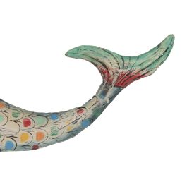 DKD Home Decor Decoracion Pared Mediterraneo Blanco Multicolor Metal Ballena Set 3 Piezas 14 x 46 x 12 cm