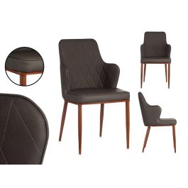 Sillón Gris Clásico Rombos Giftdecor 52x90x43 cm - Polipiel y Acero (2 Unidades)