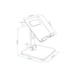 Tooq Soporte Sobremesa para Tablet de 13 Pulgadas, Negro, Aluminio Ajustable
