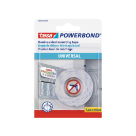 Tesa Cinta Adhesiva Doble Cara Powerbond Universal Uso Interior 1,5 m x 19 mm