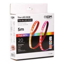 Edm Tira LED Adhesiva RGB Multicolor Wi-Fi Tuya App IP65, 5m x 12mm, 4.5W/m, 24V DC con Mando a Distancia