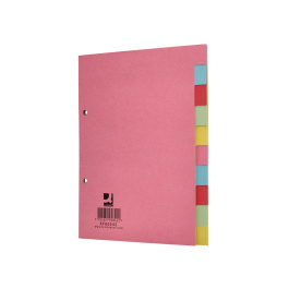 Q-connect Separador Cartulina DIN A5 Juego de 10 Separadores con Pestañas Colores Pastel Certificado Blue Angel y PEFC