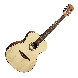 LAG Guitarra Acústica Nylon Auditorium Natural Tapa Abeto Engelmann Macizo Fondo y Aros Caoba Swietenia Acabado Satinado 6 Cuerdas