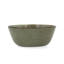 Bidasoa Ensaladera Ikonic de Cerámica Verde - Juego de 3 Unidades (20x19.5x8.5 cm) - Apta Lavavajillas y Microondas, Relieves Orgánicos