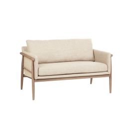 DKD Home Decor 2c24 Sofá Urban Blanco Tapizado de Poliéster y Fresno Acabado Decapé Colección Top Chairs 126.5x75x79 cm