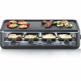 Parrilla Raclette - SEVERIN - RG2365 - 8 personas - Placa de cocción cerámica 48 x 24 cm - Parrilla Raclette 1300 W - Negro