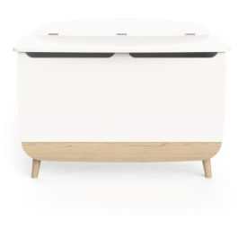 Caja para juguetes - FIRMIANA - Estilo escandinavo - Blanco mate / Roble Kronberg - 82,4 x 39,1 x 58,9 cm - DEMEYERE