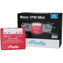 Shelly Qubino Wave 1PM Mini Interruptor Inteligente Z-Wave Inalámbrico con Medición de Energía para Hogar hasta 2000W