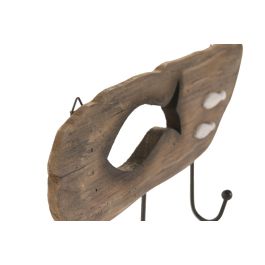 DKD Home Decor Perchero Blanco Natural Paulownia Metal 4.5 x 18 x 39 cm (4 Unidades)