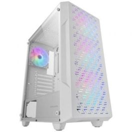 Mars Gaming MC-GEO Semitorre Blanca con panel cristal templado, 4 ventiladores FRGB Rainbow de 120mm, ATX