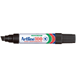 Artline Rotulador Permanente 100 Negro Punta Biselada Extragruesa Trazo 7,5-12 mm
