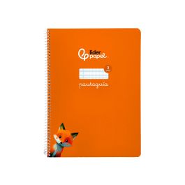 Liderpapel Cuaderno Espiral A4 Pautaguía Tapa Blanda 80 Hojas 75gr Cuadro Pautado 3mm Color Naranja