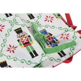 DKD Home Decor Cesta Navidad Moderna Cascanueces Algodón Rojo Verde Blanco Beige 30x30x8 cm (2 Unidades)
