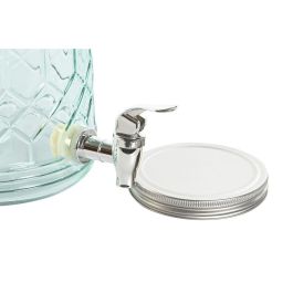 DKD Home Decor Dispensador de Bebidas Cristal y Acero Inoxidable 3,6L Azul Desmontable, Apto para Lavavajillas, 21x26x16 cm