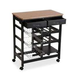 Carrito Verdulero Versa BK Madera MDF (37 x 76 x 66 cm) Carrito Verdulero Versa BK Madera MDF (37 x 76 x 66 cm)