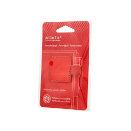 Antartik Portabolígrafo Autoadhesivo para Cuaderno con Elástico hasta 15 mm, Rojo, 40x40 mm