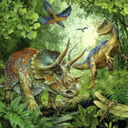 Ravensburger Puzzle 3x49 pcs Fascinación de dinosaurios, 2 rompecabezas de 12 piezas, para niños a partir de 5 años