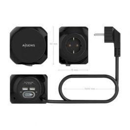 AISENS - REGLETA DE ENCHUFES SOBREMESA MULTIFUNCION CON 3 TOMAS + 2xUSB-C, 2xUSB-A, 1.4M, NEGRO AISENS - REGLETA DE ENCHUFES SOBREMESA MULTIFUNCION CON 3 TOMAS + 2xUSB-C, 2xUSB-A, 1.4M, NEGRO