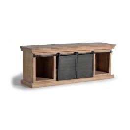 Giner y Colomer Mueble TV Madera de Mango y Patas Metal Natural Gris 150 cm