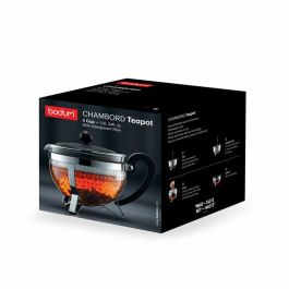 Bodum 0727015205137 Tetera de Vidrio y Acero Inoxidable Chambord 1 L Gris