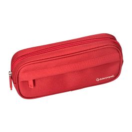 Estuche Portatodo Liderpapel Classic Ovalado 2 Cremalleras Con Bolsillo Delantero 210x90 mm Rojo