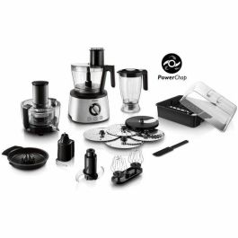 Philips HR7778/00 Procesador de Alimentos 6 en 1, 1300 W, 3,4 L, Acero Inoxidable, Tecnología PowerChop, Recipiente 3,4 L y Batidora 2,2 L