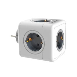 Q-connect Regleta Cubo 5 en 1 Directo a Pared, 5 Tomas de Corriente, 75x75x112mm