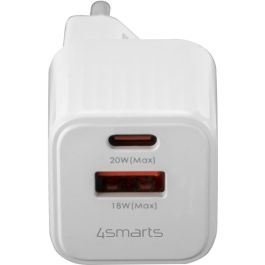 4smarts 540122 VoltPlug Duos Mini PD 20W + USB-C Cable Blanco 1.5m, Cargador universal carga rápida Quick Charge 3.0