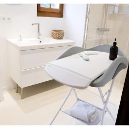 Beaba Reposapiés Camélé'O Light Mist para Bañera o Cambiador Bebé – Plegable y Extraíble para Aliviar la Espalda de los Padres
