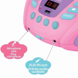 Lexibook Reproductor CD Portátil Unicornio Bluetooth 5.0 con Luz Multicolor, USB, Aux y Función Karaoke para Niños