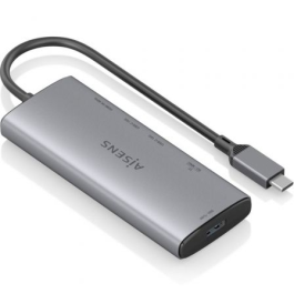 Aisens ASUC-6P029-GR Docking USB Tipo-C 6 en 1 con HDMI 4K, 1xUSB-A 10G, 2xUSB-C 10G, Lector SD/Micro SD, Gris