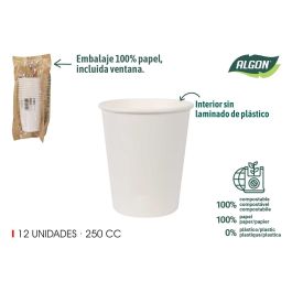 Set de 12 vasos blancos de cartón 250 cc Algon (20 Unidades) Precio: 14.49999991. SKU: B16XR5C7YP