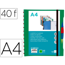 Liderpapel Carpeta A4 con 40 Fundas Intercambiables, 5 Separadores, Sobre y Goma, Portada Personalizable, Verde Precio: 6.59000001. SKU: B1J4R74N68